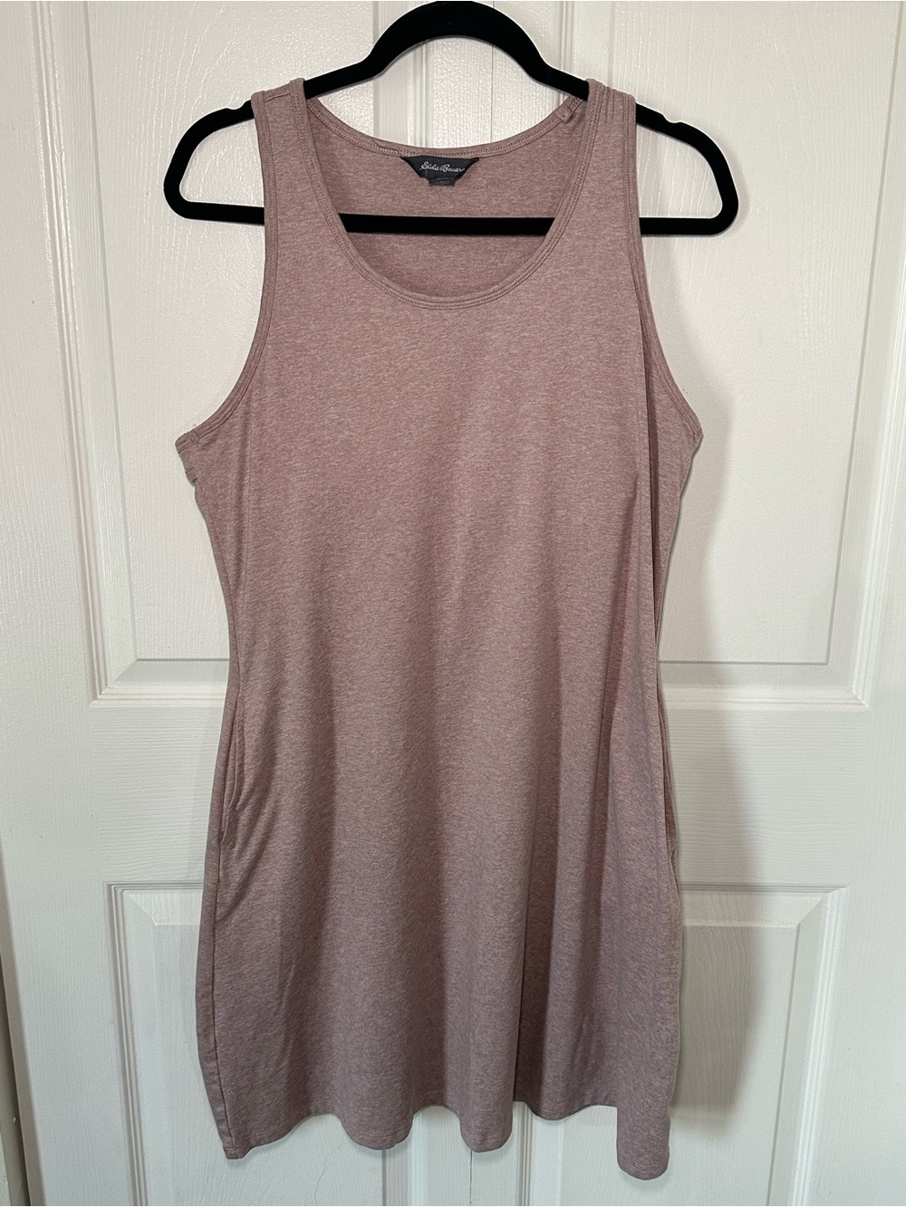 Eddie Bauer XL Pink Sleeveless Dress Built In Bra Pockets #110